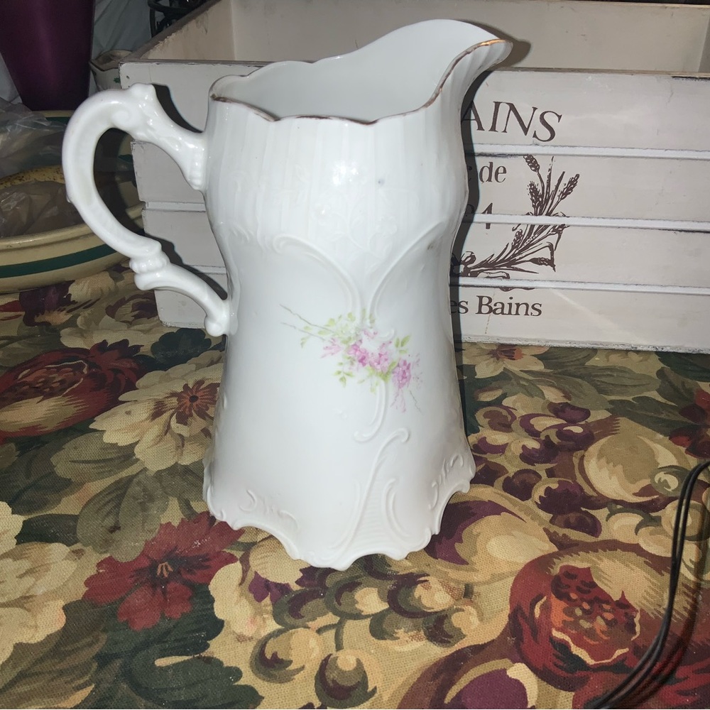 Home decoration.  Vintage milk pitcher.  5in by 8in.